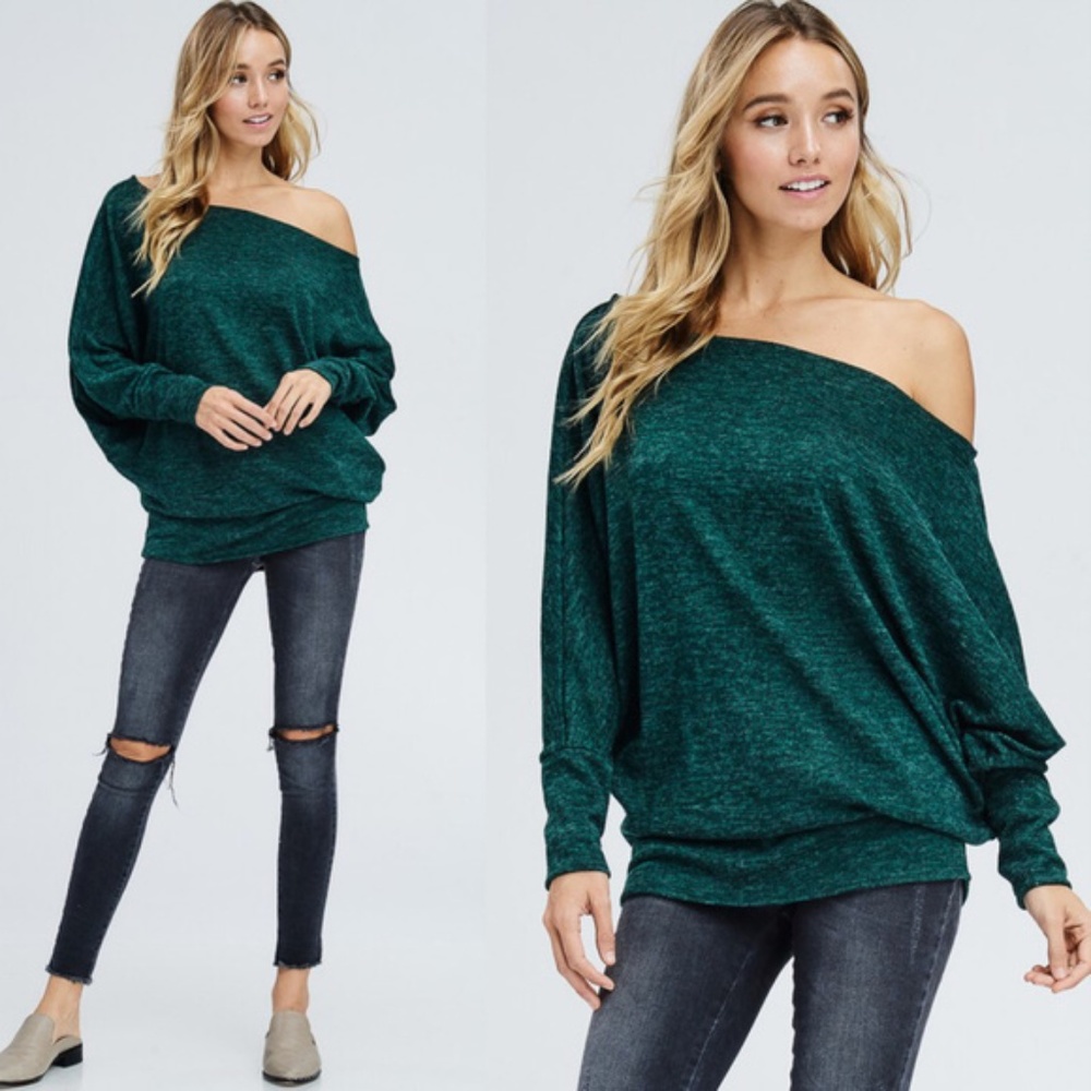 Adorable Off Shoulder Top in Green